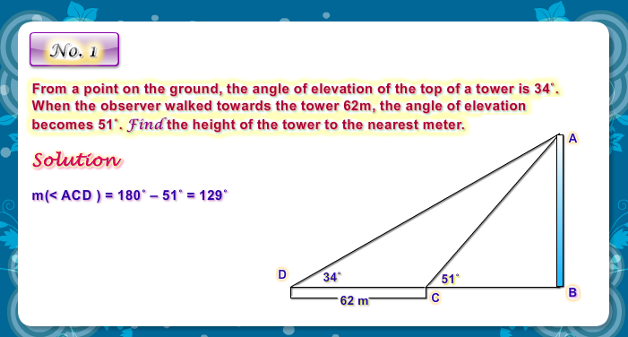 Supplementary Exercise on Angles of elevation and depression.