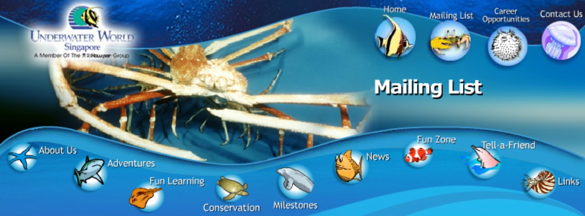 Underwater World Singapore Mailing List Banner