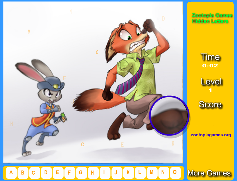 Zootopia Games Hidden Letters