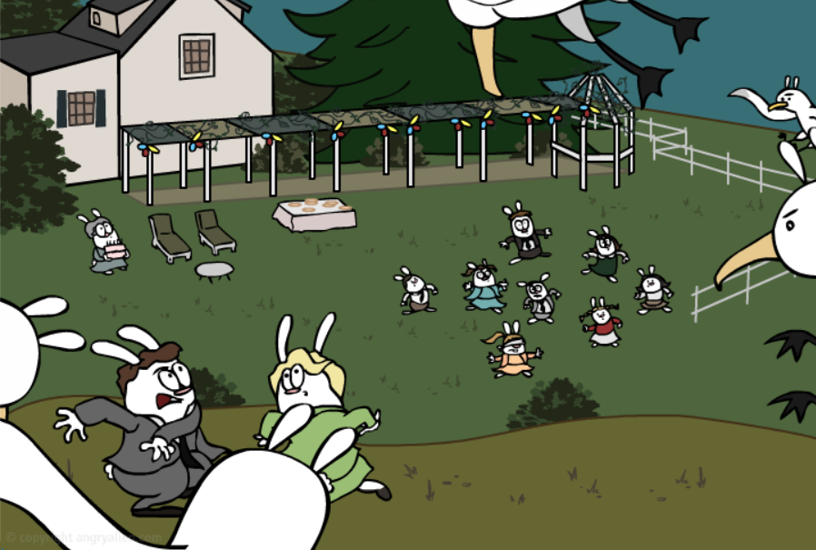 The Birds In 30 Seconds (And Re-Enacted By Bunnies)