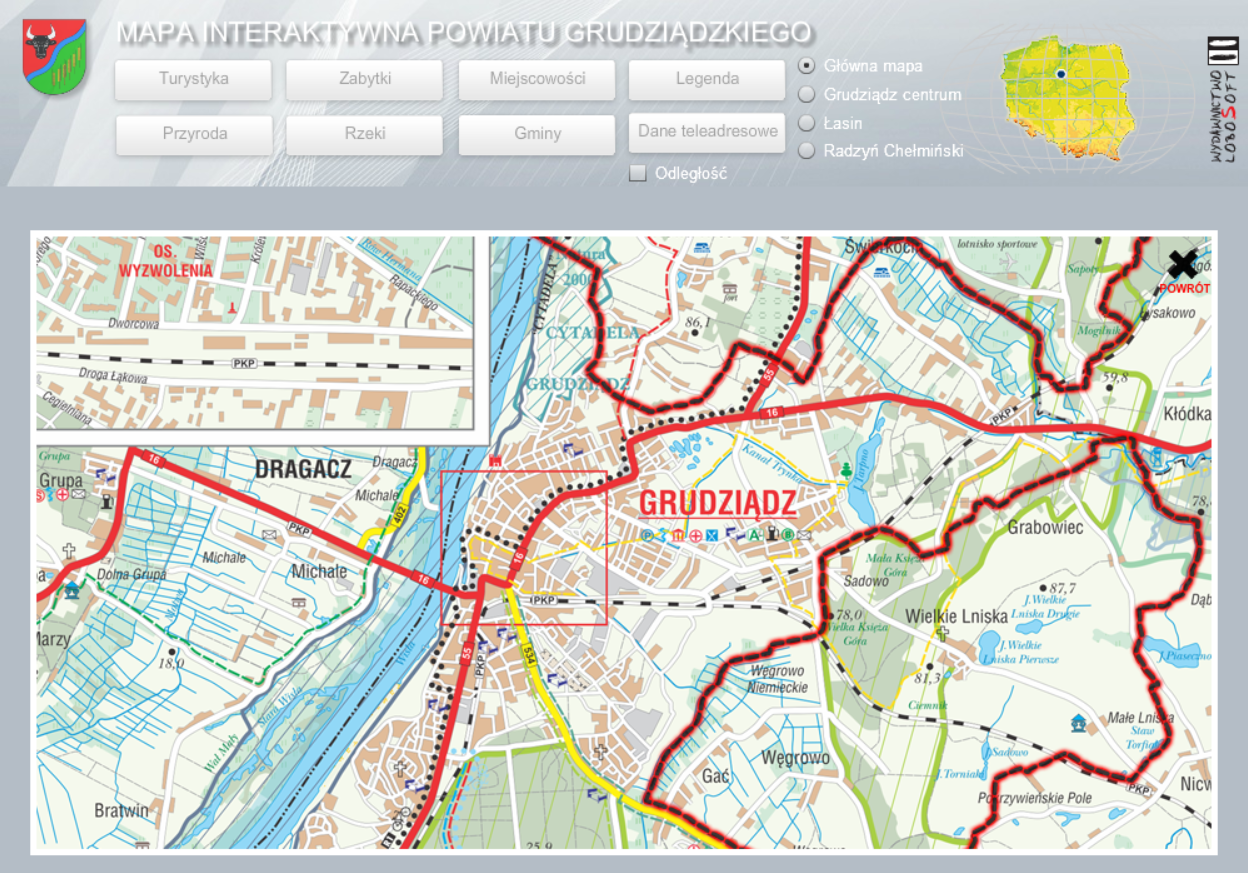 Mapa interaktywna powiatu grudziądzkiego