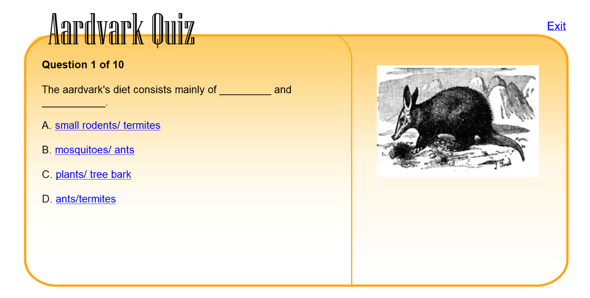 Aardvark Quiz