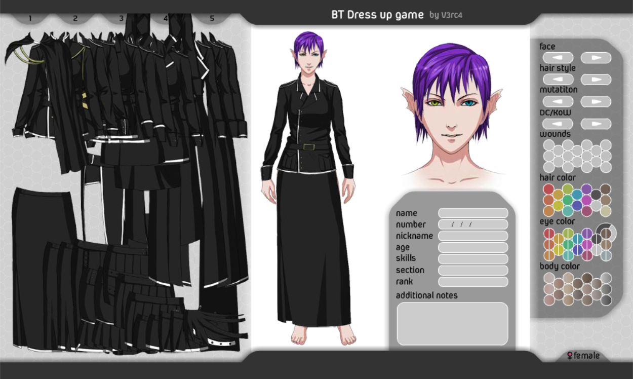 BT dress up game FEMALE