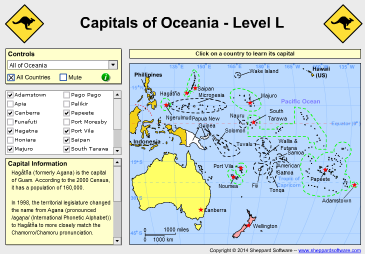 Geography of Oceania - Capitals