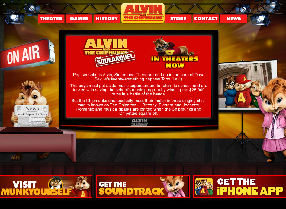 Alvin and the Chipmunks: The Squeakquel Microsite