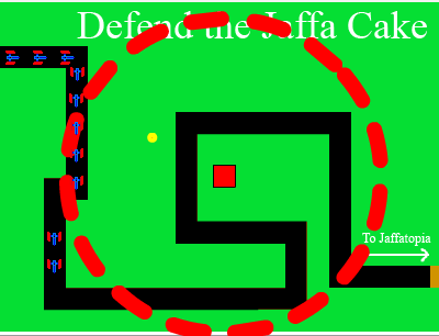 Defend jaffatopia (the worlds most incompleate tower defence game)