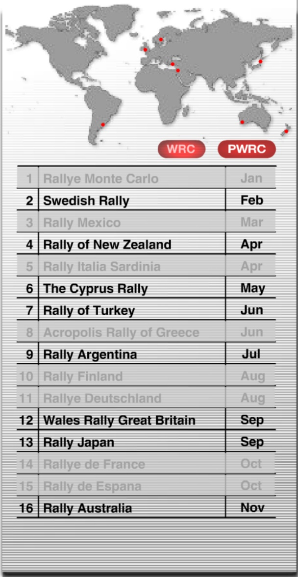 2005 FIA World Rally Championship World Map