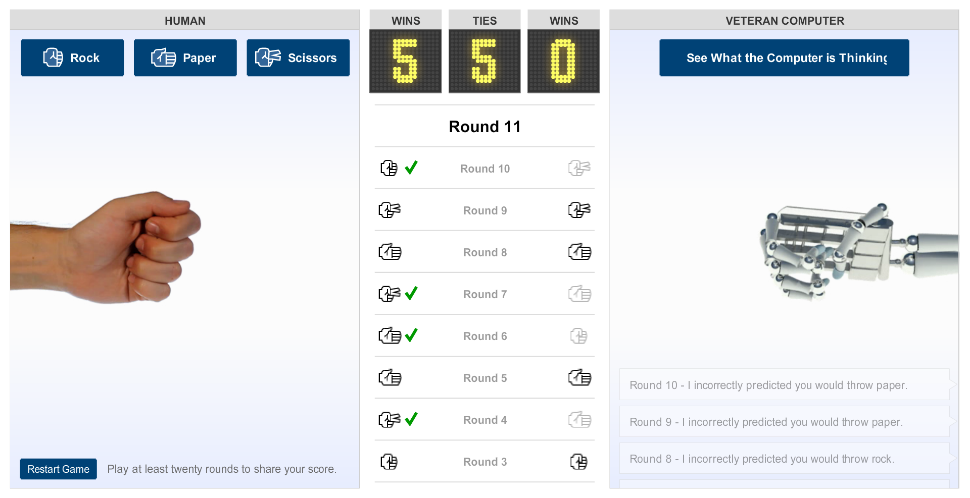 Rock-Paper-Scissors: You vs. the Computer