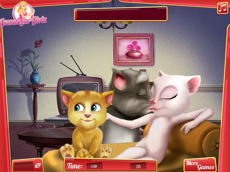 Talking Tom Talking Angela Kissing