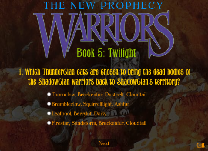 Warriors: The New Prophecy - Book 5: Twilight Quiz