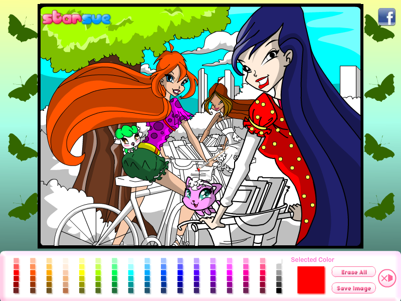 Winx Club Bikes Coloring Game