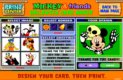 Print Center: Mickey & Friends Halloween Card Maker
