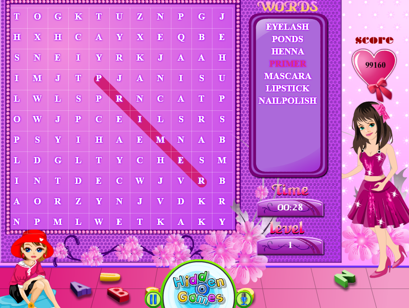 Cosmetics Word Search