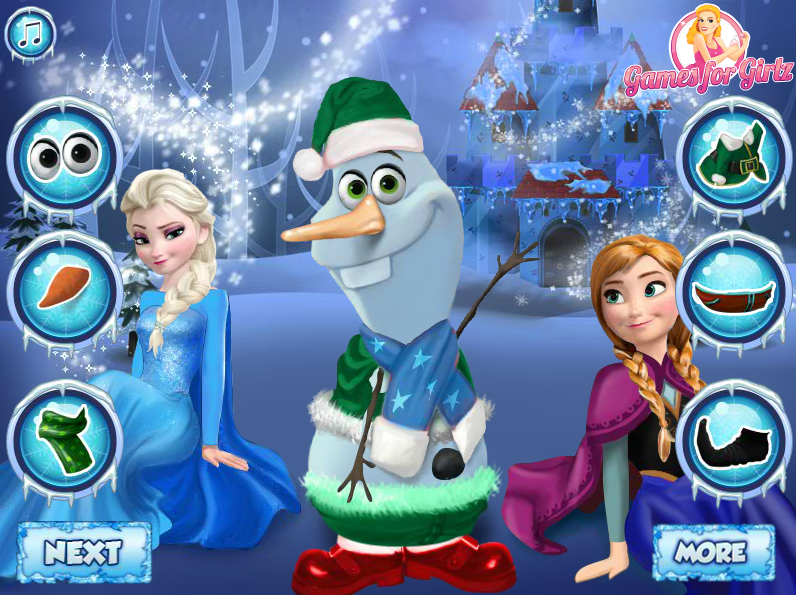 Elsa & Anna Building Olaf