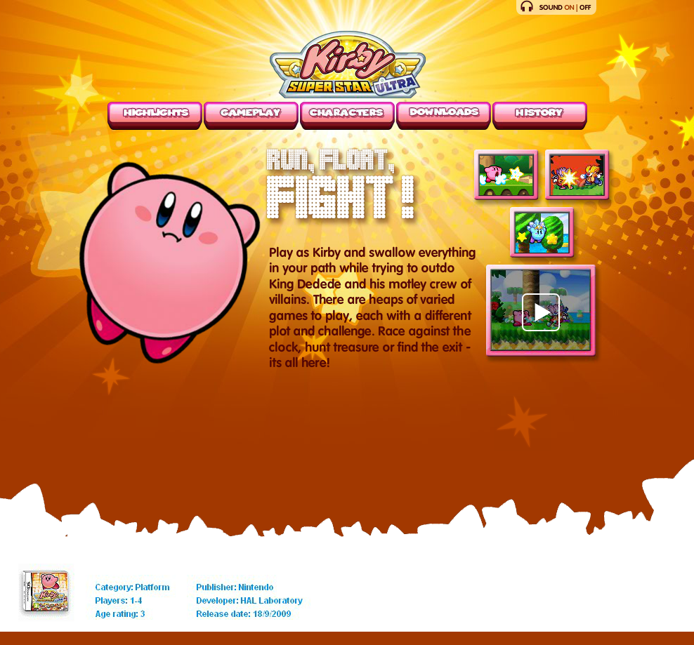 Kirby Super Star Ultra Microsite