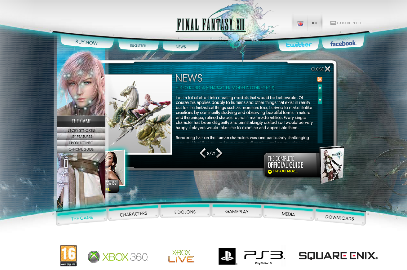 Final Fantasy XIII Microsite