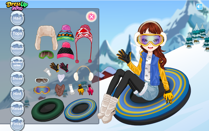 Snowtubing Girl Dress Up Game