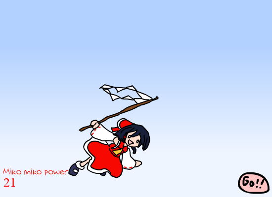 Reimu is flying! Click to increase miko miko power!