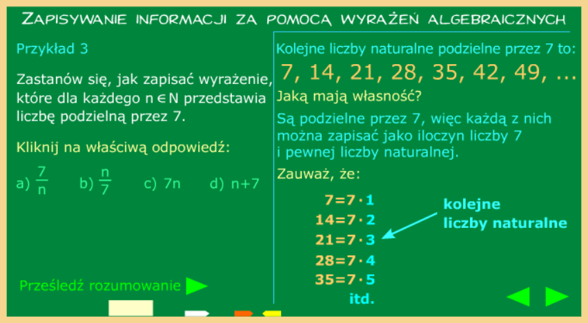 Zapisywanie informacji za pomocą wyrażeń algebraicznych