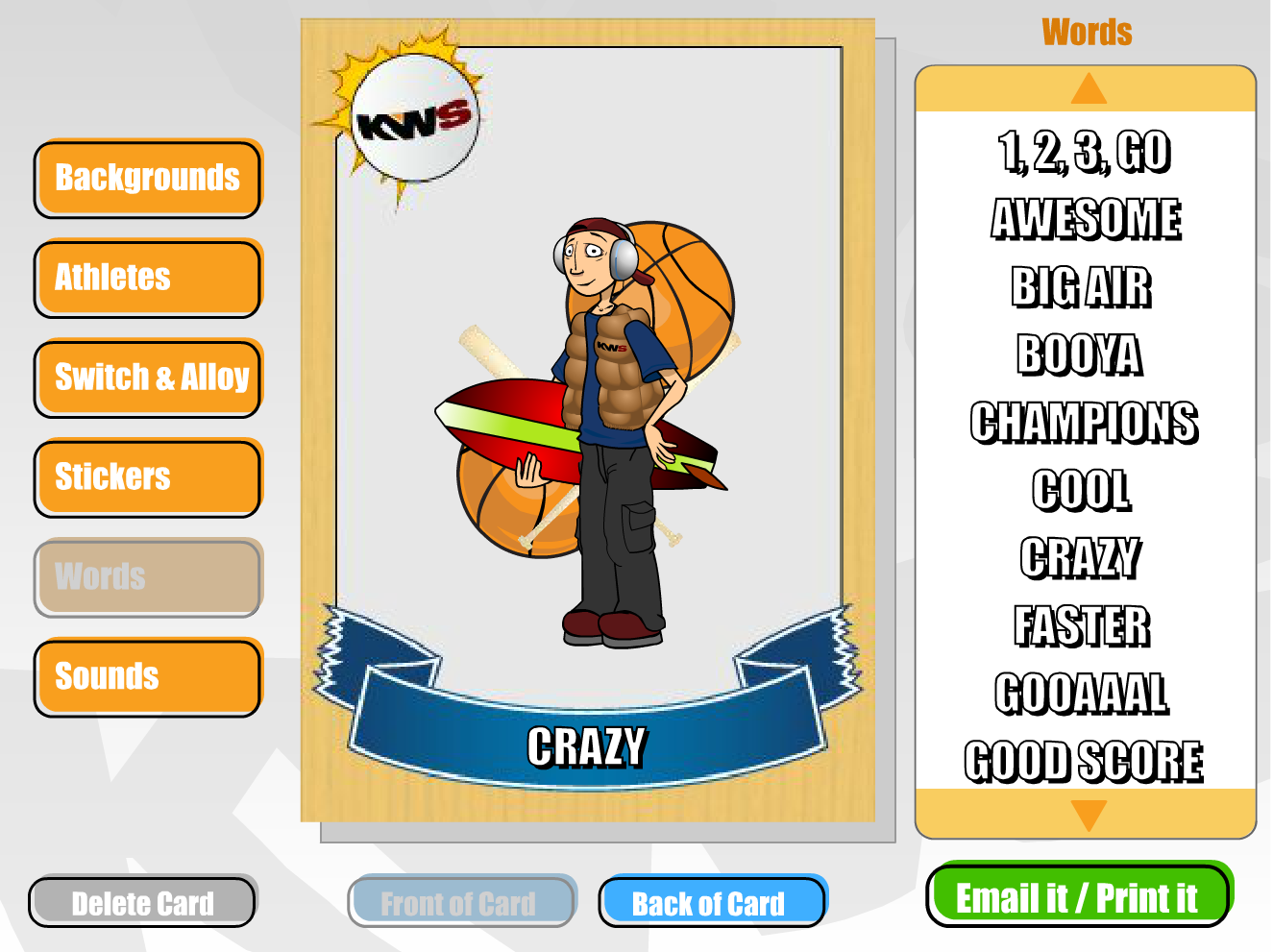 Kids World Sports: Create Your Own Trading Card!