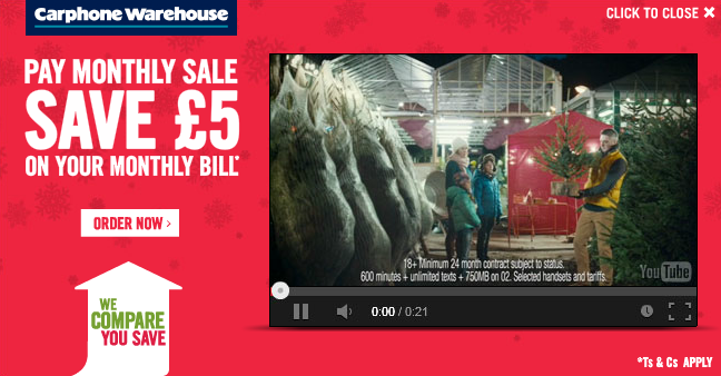 Carphone Warehouse Pay Monthly Sale Banner