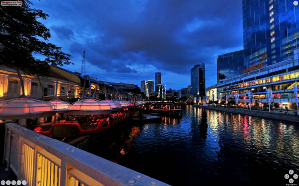 Clarke Quay at Night Virtual Reality Image