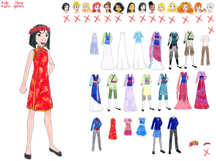 Disney Princess Paper Doll Dress Up