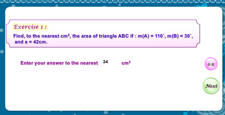 Exercise on the Sine and cosine laws