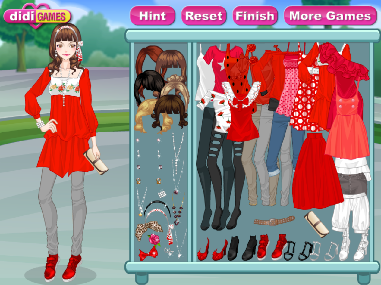 Pretty Girl In Red Dress Up Game