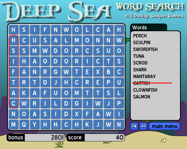 Deep Sea Word Search