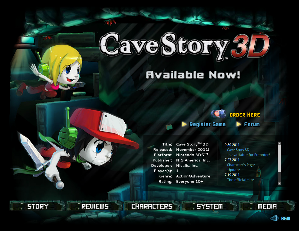 Cave Story 3D Microsite