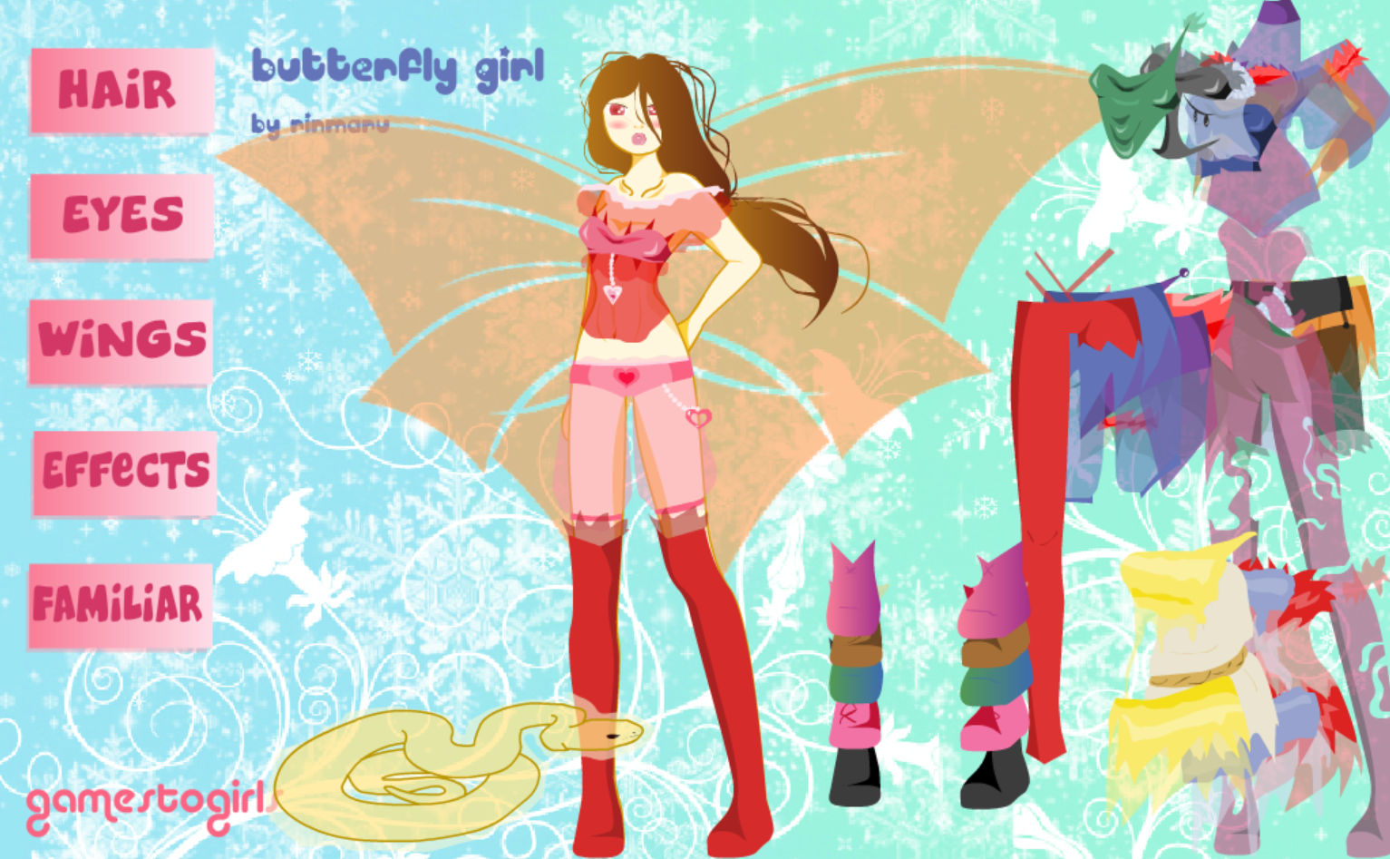 Butterfly girl dress up doll